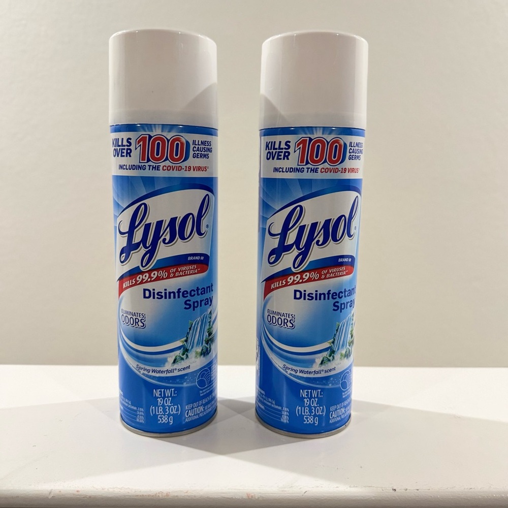 LYSOL Disinfectant Spray - Spring Waterfall, 19 oz, Liquid. Pack of 2 . NEW!